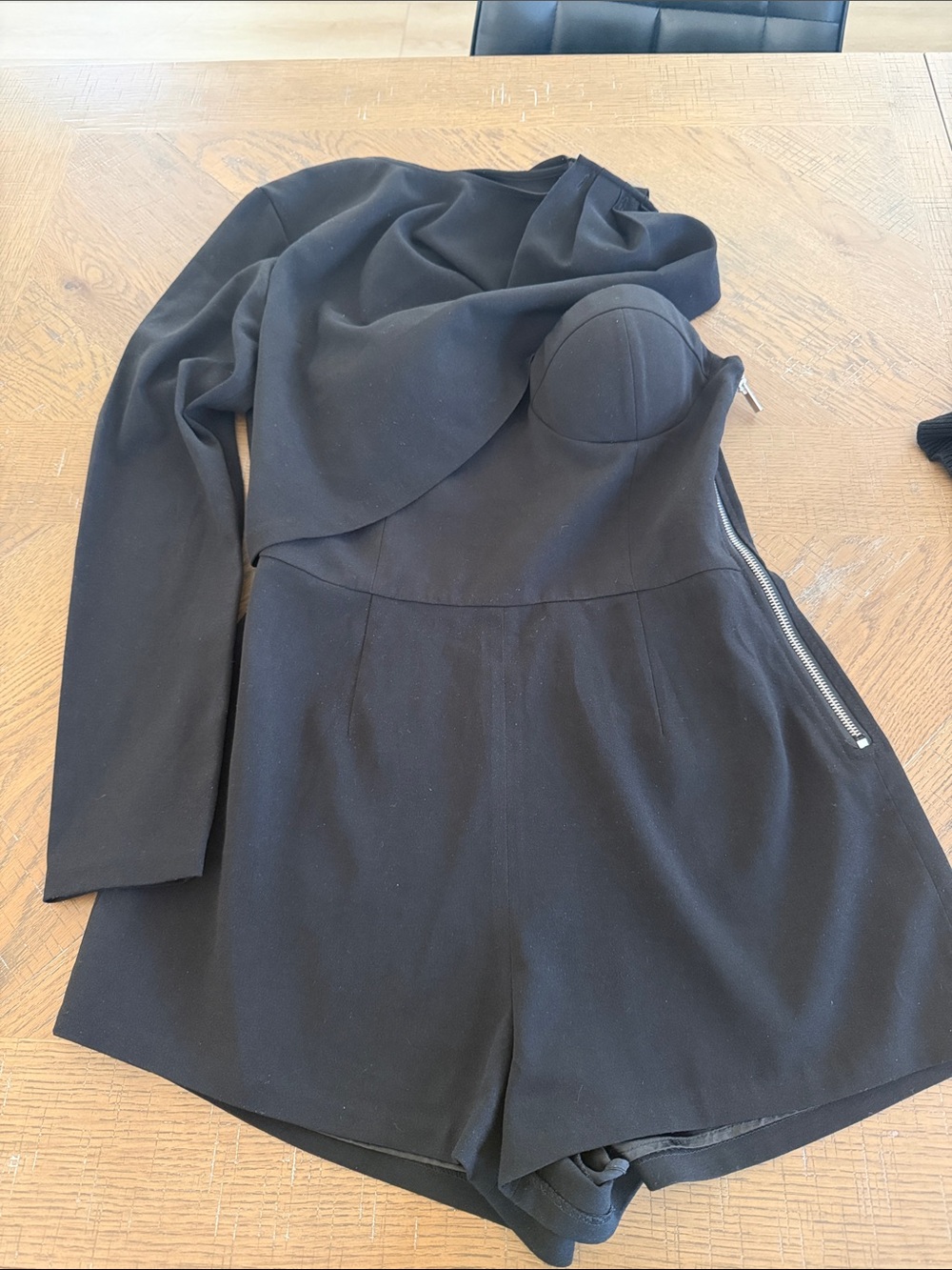 Nasty Gal Black One-Shoulder Strapless Romper